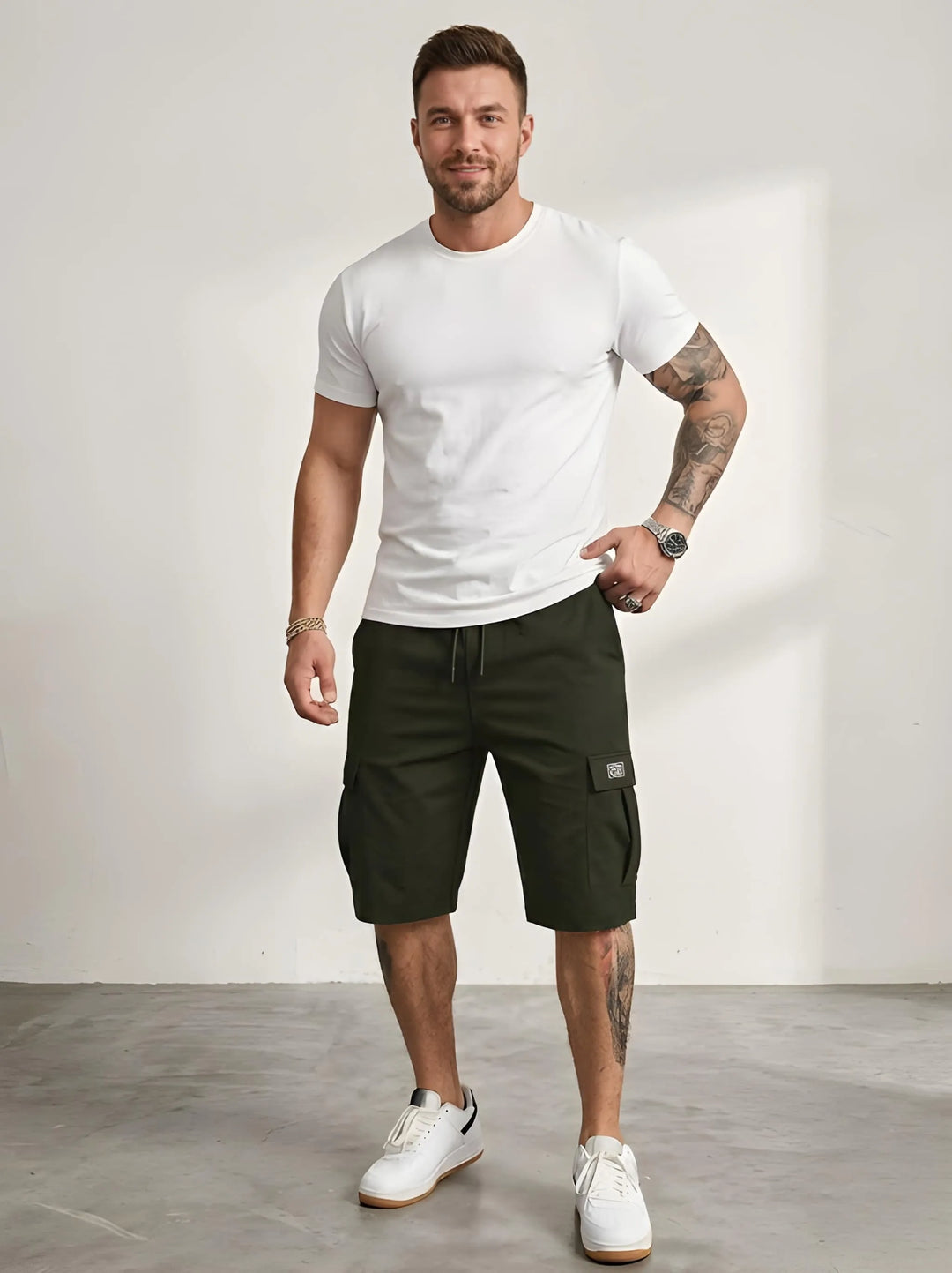 Herren Kurze Baggy Shorts mit Gummibund
